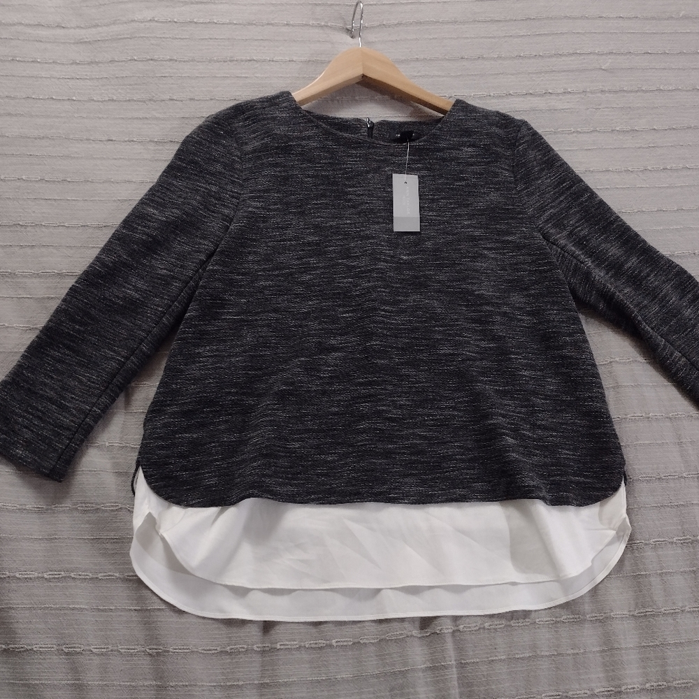 Ann Taylor Mixed Media Sweater with Tailored Shirt